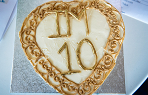 Photograph of a birthday cake made by a colleague in celebration of the ten-year anniversary of NHS Informatics Merseyside